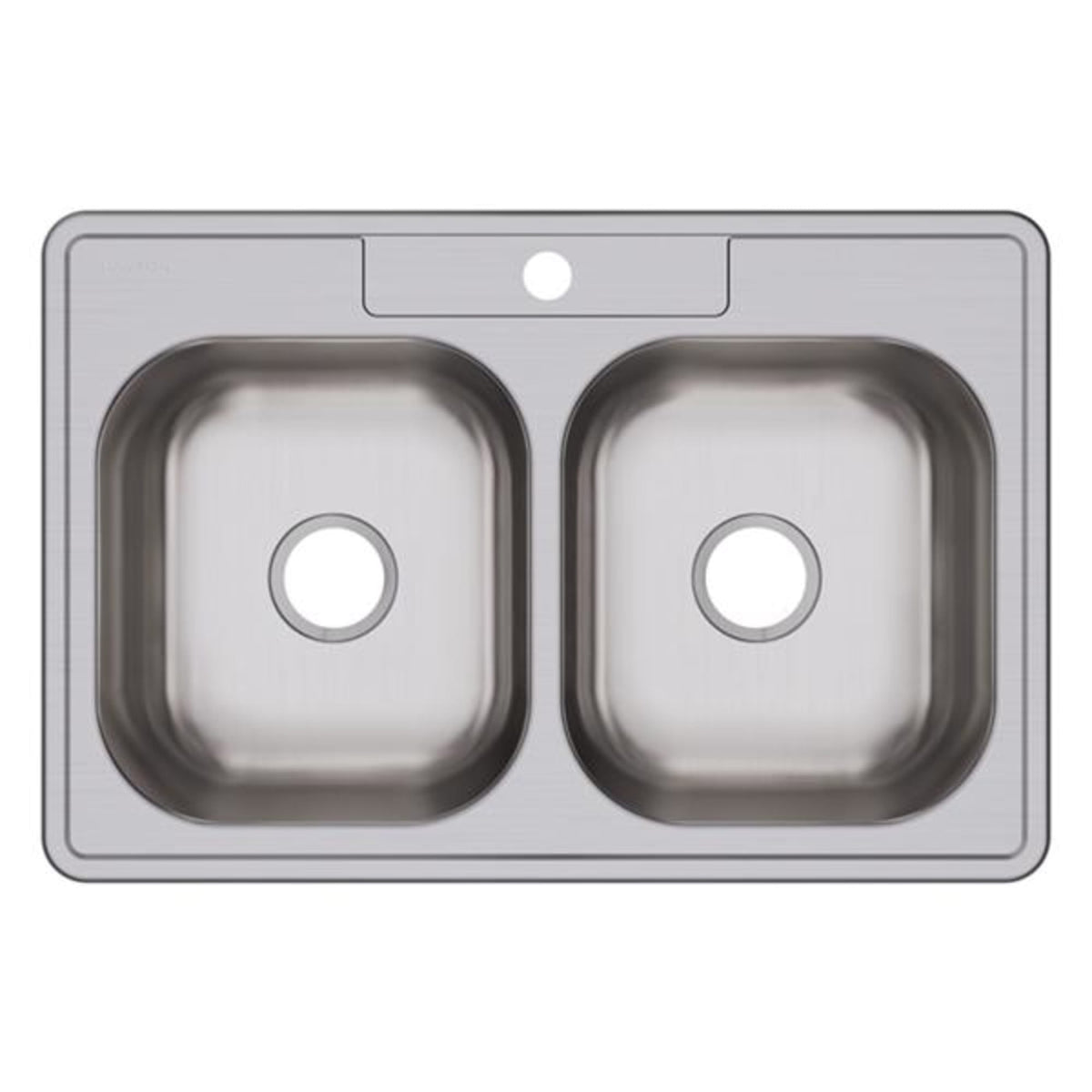 Dayton Stainless Steel 33" x 22" x 8-1/16" 1-Hole Equal Double Bowl Drop-in Sink