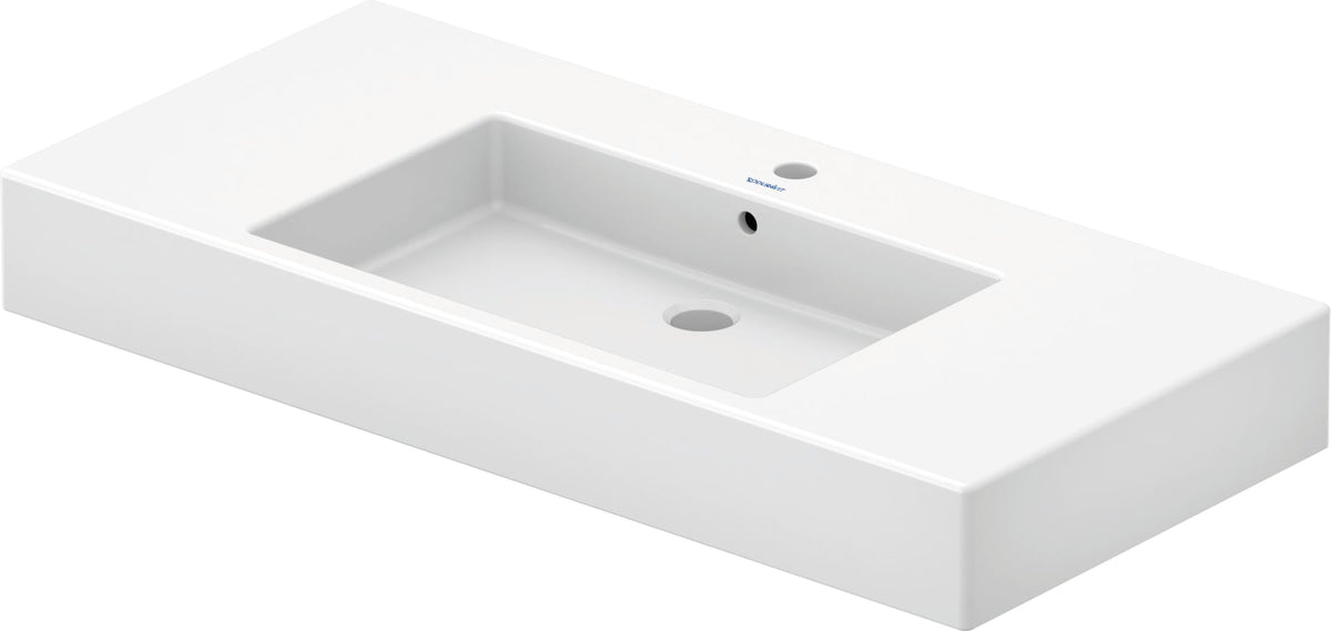 Duravit Vero 41 3/8" Rectangular Wall Mounted Sink in White with Single Faucet Hole and with Overflow