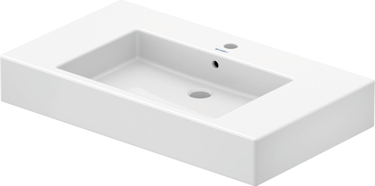 Duravit Vero 33 1/2" Rectangular Wall Mounted Sink in White with Single Faucet Hole and with Overflow