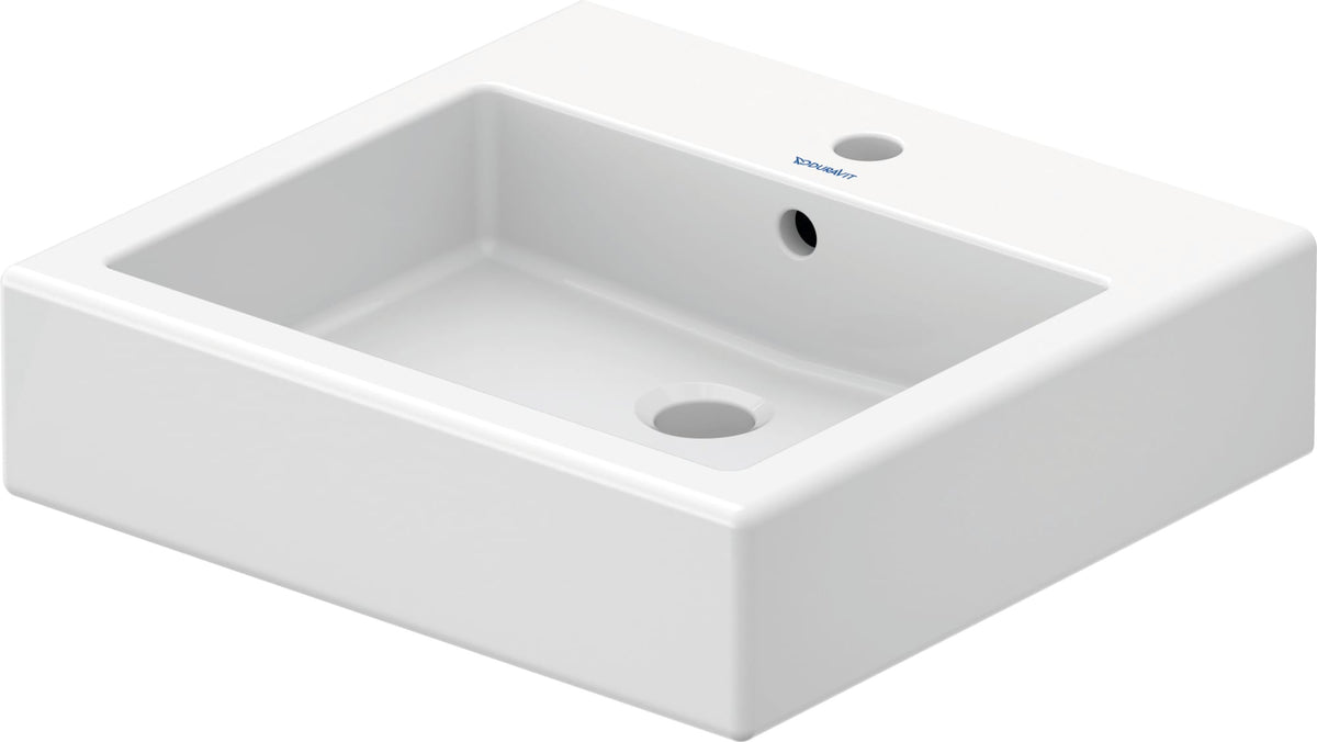 Duravit Vero 19 5/8" Rectangular Wall Mounted Sink in White with Single Faucet Hole and with Overflow