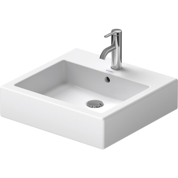 Duravit Vero 19 5/8" Rectangular Wall Mounted Sink in White with Single Faucet Hole and with Overflow