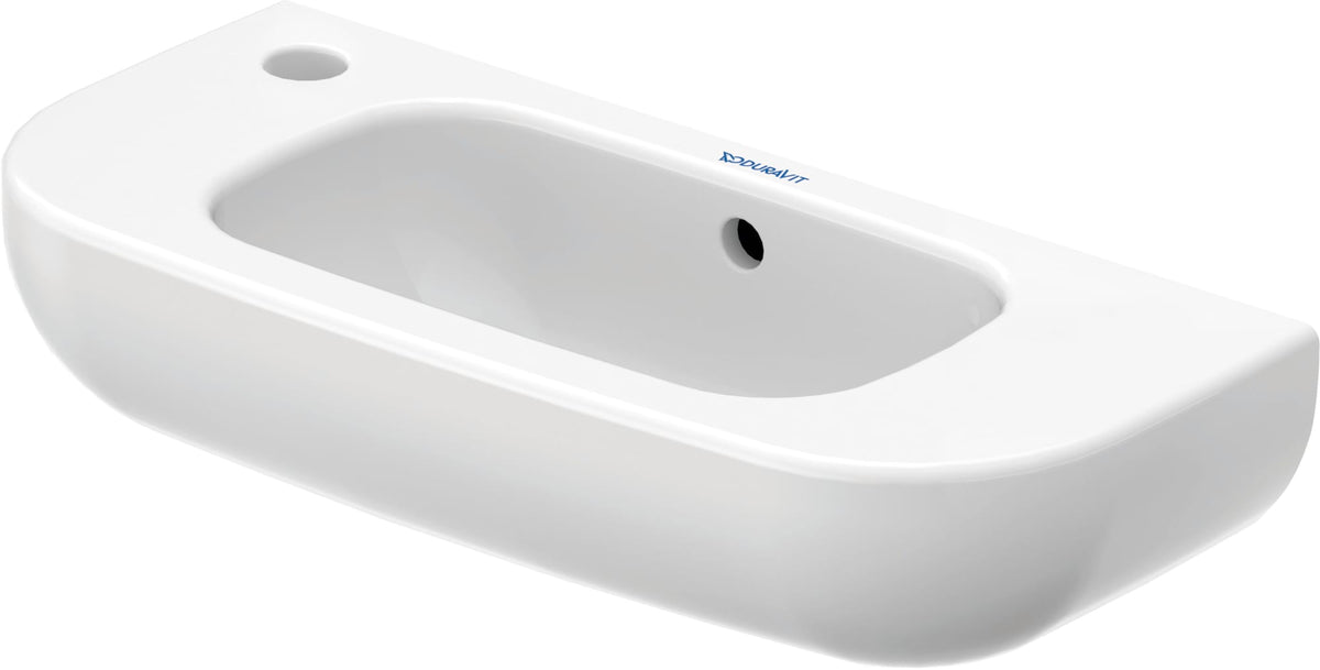Duravit D-Code 19 5/8" Rectangular Wall Mounted Sink in White with Single Faucet Hole and with Overflow