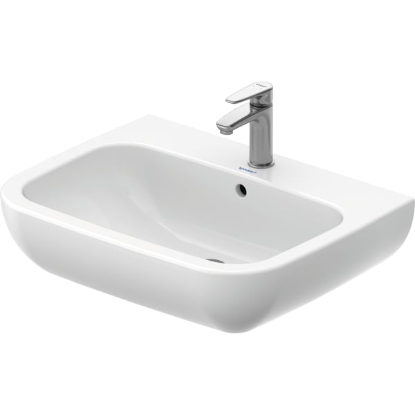Duravit D-Code 25 5/8" Rectangular Wall Mounted Sink in White with Single Faucet Hole and with Overflow