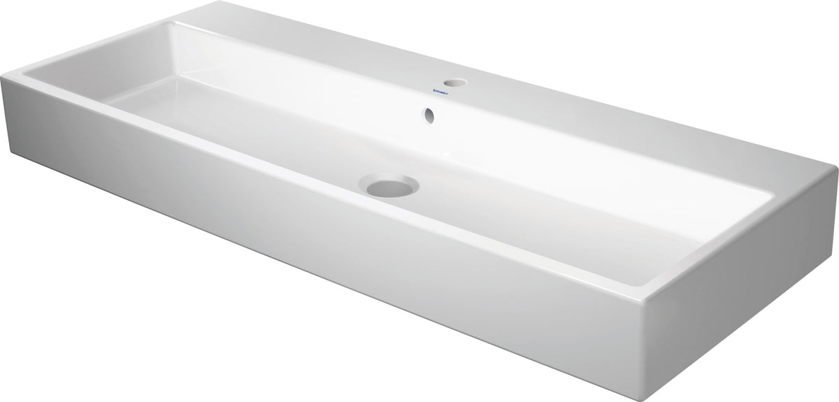 Duravit Vero 47 1/4" Rectangular Wall Mounted Sink in White with Single Faucet Hole and with Overflow