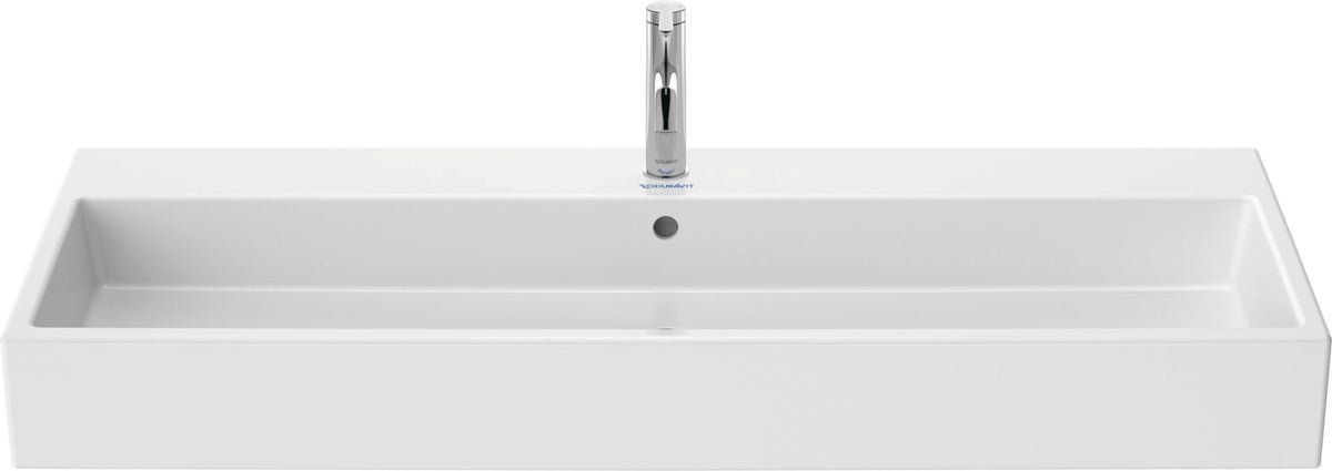 Duravit Vero 47 1/4" Rectangular Wall Mounted Sink in White with Single Faucet Hole and with Overflow