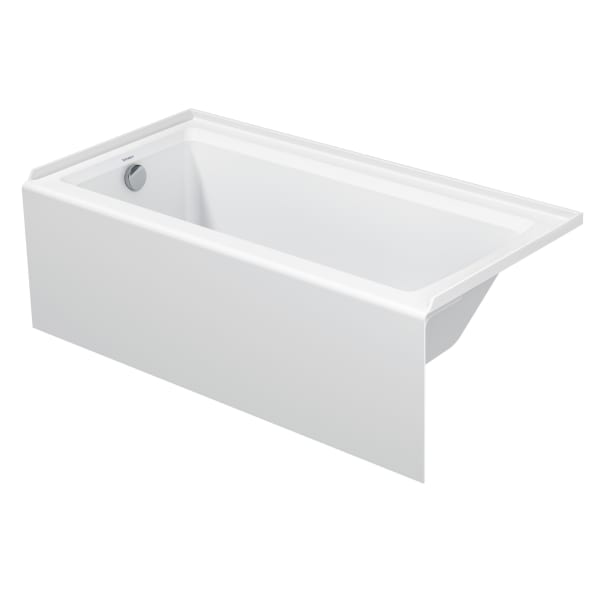 Duravit Architec 60" x 30" Rectangular Alcove Bathtub in White Acrylic with Left Drain, Above Floor Rough, Drain Sold Separately