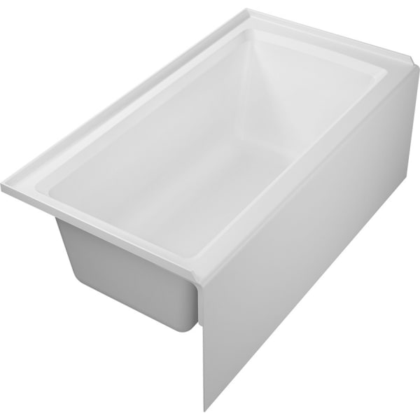 Duravit Architec 60" x 32" Rectangular Alcove Bathtub in White Acrylic with Left Drain, Above Floor Rough, Drain Sold Separately