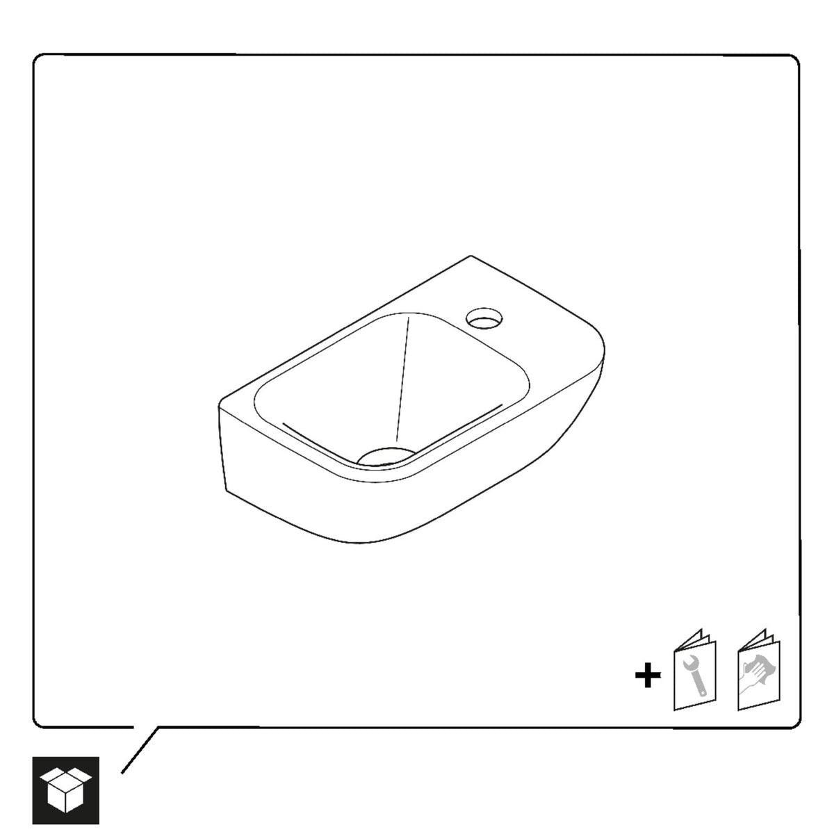 Duravit D-Code 19 5/8" Rectangular Wall Mounted Sink in White with Single Faucet Hole and with Overflow
