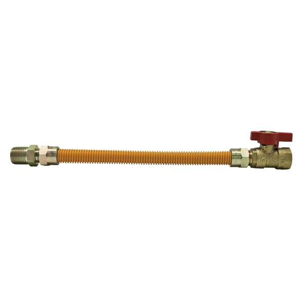 1/2" MIP x FIP(BV) - 24" Long Yellow Coated Gas Flex Connector