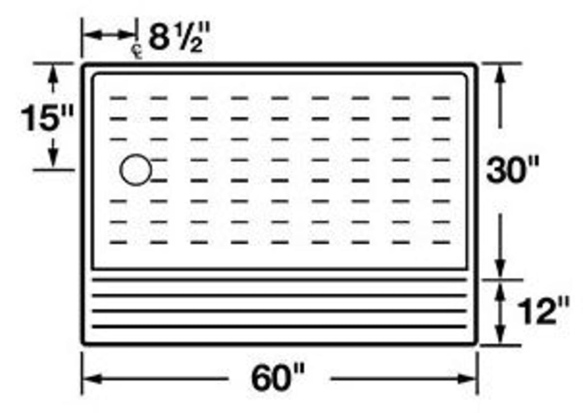 E. L Mustee & Sons E.L. Mustee & Sons - DURABASE® (Shower Base) White, Barrier-Free, Rectangle (30" x 60" x 4") 360L