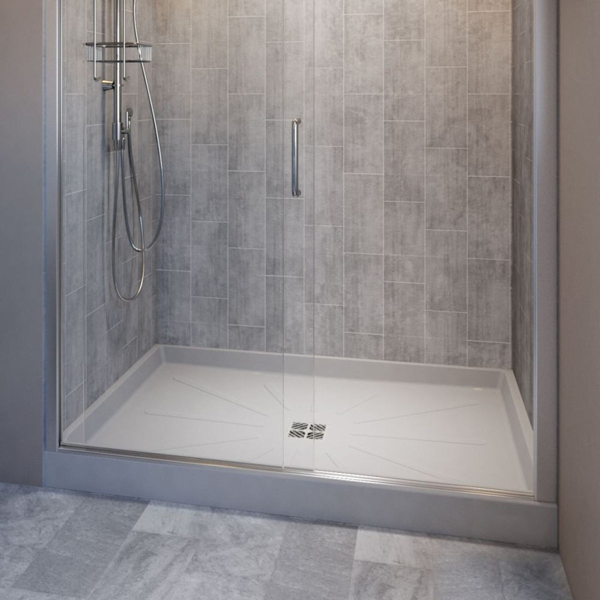 E. L Mustee & Sons E.L. Mustee & Sons - DURABASE® (Shower Base) White, Shower Bases & Walls - 1-Piece, Single Threshold, Rectangle (60" x 42" x