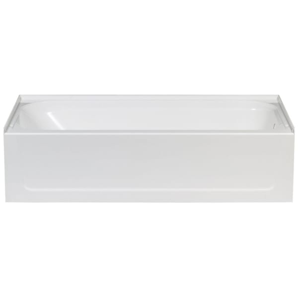 60" x 30" x 15-3/4", 11-3/4" Water Depth, Semi-Gloss White, Molded Fiberglass, 2" Right Hand Drain, Rectangle in Outside, 1-Piece, Alcove, Bathtub