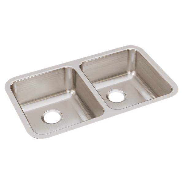 Elkay Lustertone Classic Stainless Steel, 30-3/4" x 18-1/2" x 7-7/8" Equal Double Bowl Undermount Sink