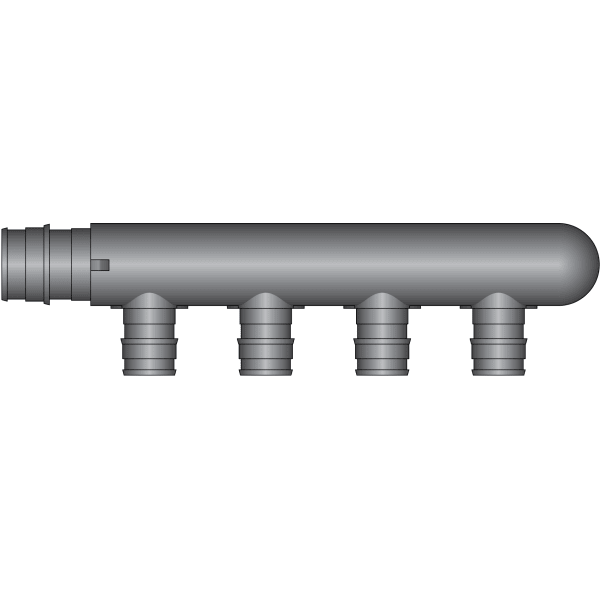 4-Port PEX Manifold Tee - 3/4" Expansion Inlet, Closed Outlet - (4) 1/2" Expansion Ports - Composite, Expansion(F1960)