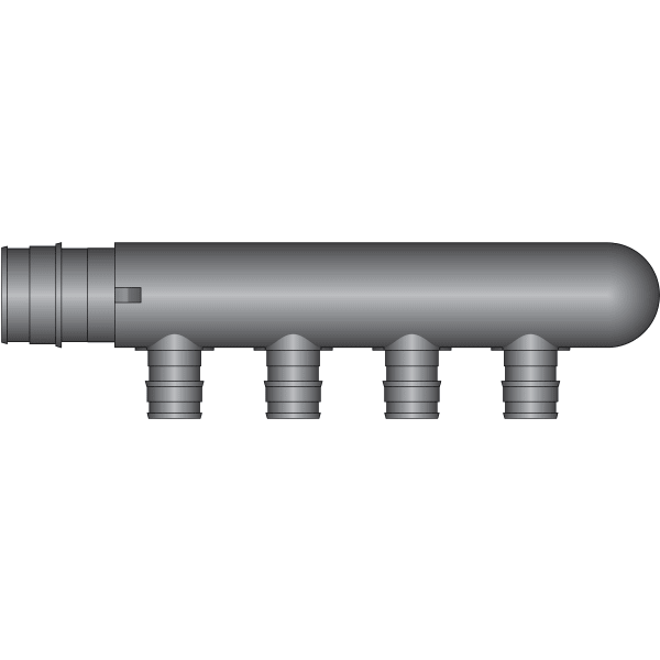 4-Port PEX Manifold Tee - 1" Expansion Inlet, Closed Outlet - (4) 1/2" Expansion Ports - Composite, Expansion(F1960)
