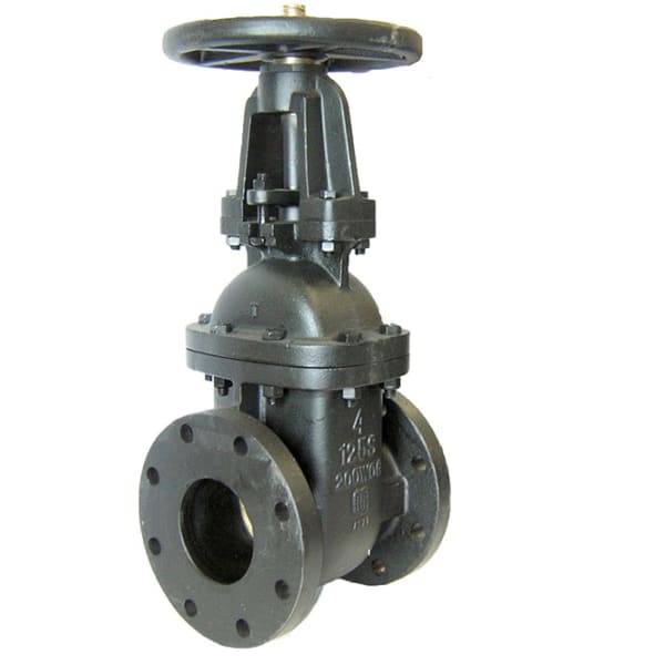 4" - Flange x Flange - Cast Iron Gate Valve - 125 SWP - 200 WOG, OS&Y Stem, Bronze Seat, Solid Wedge Disc