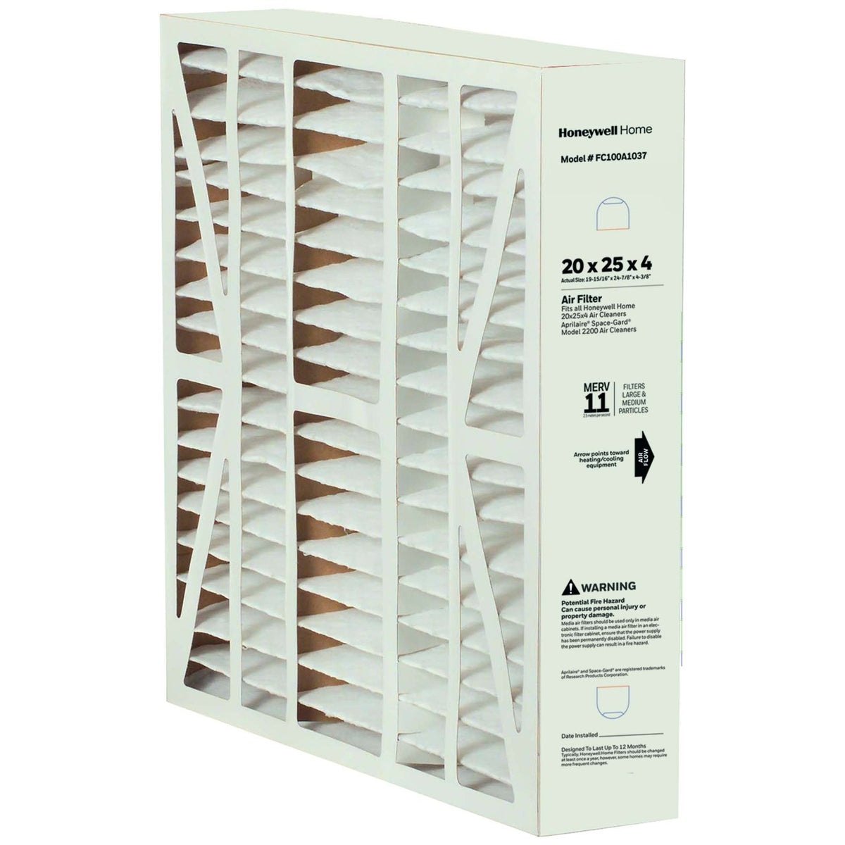 Honeywell Home FC100A1052/U FC100 Replacement Media Filter, 20 in x 12.5 in, MERV 11