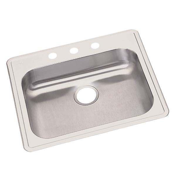 Dayton GE125213 Stainless Steel 25" x 21-1/4" x 5-3/8" 3-Hole Single Bowl Drop-in Sink