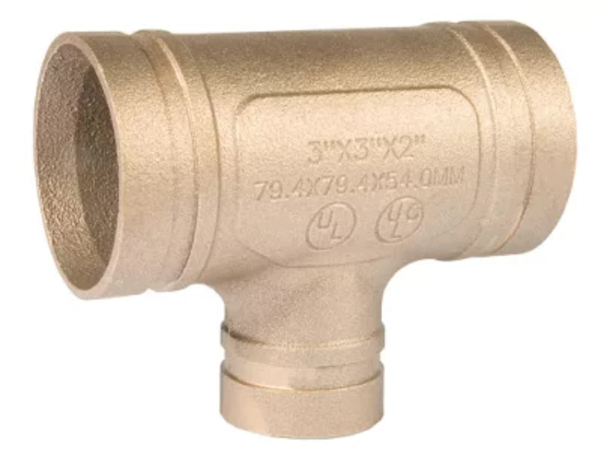 Gruvlok 3" x 2" Tee (Reducing) - Copper - GR