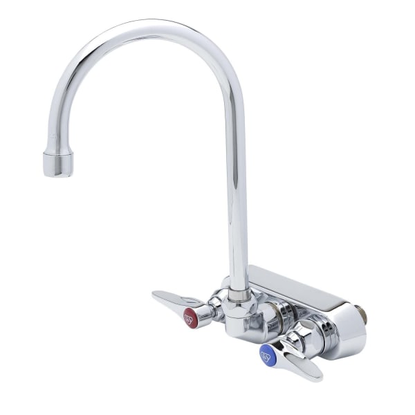 Workboard Faucet, 4" Wall Mount, 133X Swivel Gooseneck, Lever Handles