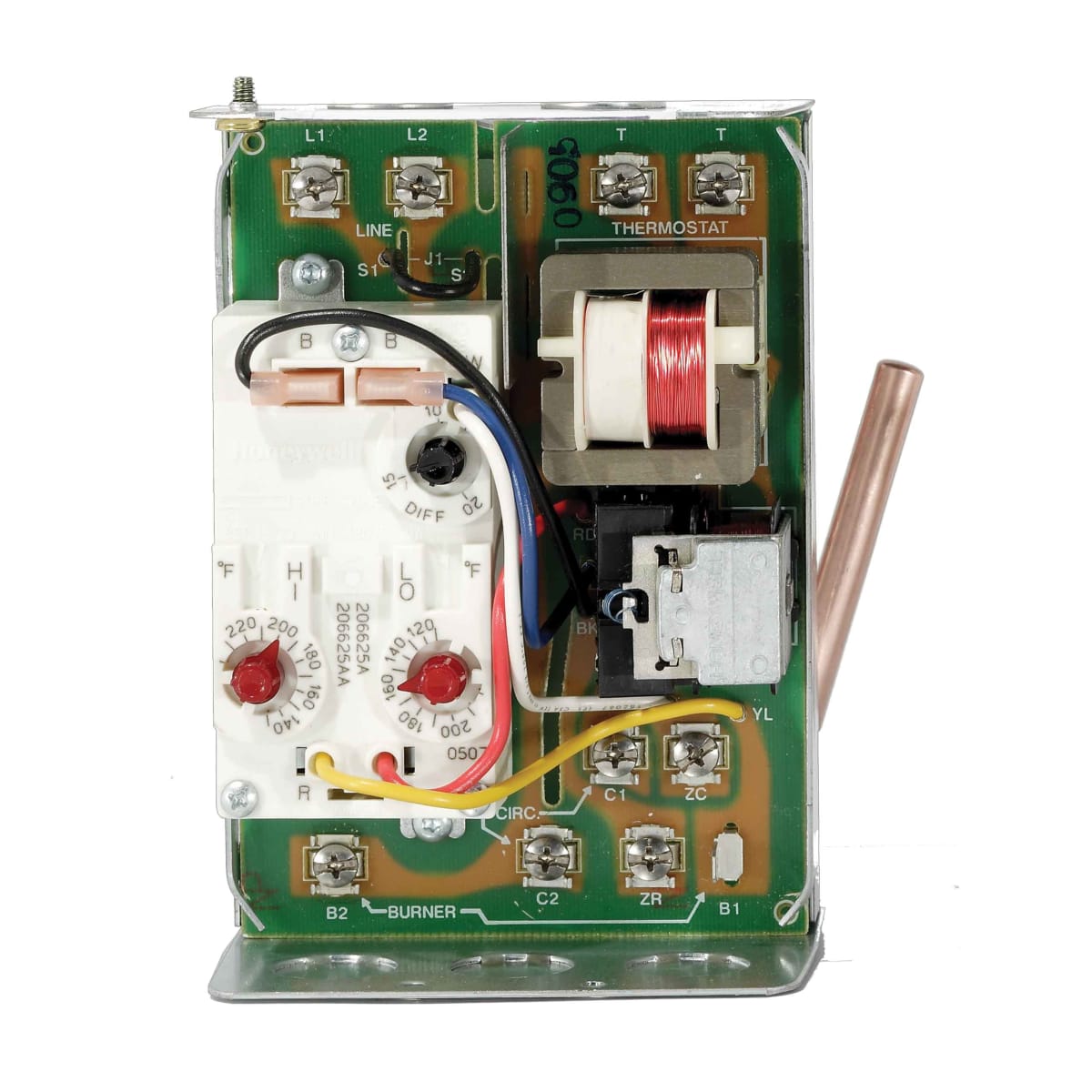 Resideo L8124A1049/U Triple Aquastat Relay, High Limit, Low Limit and Circulator, 120 V