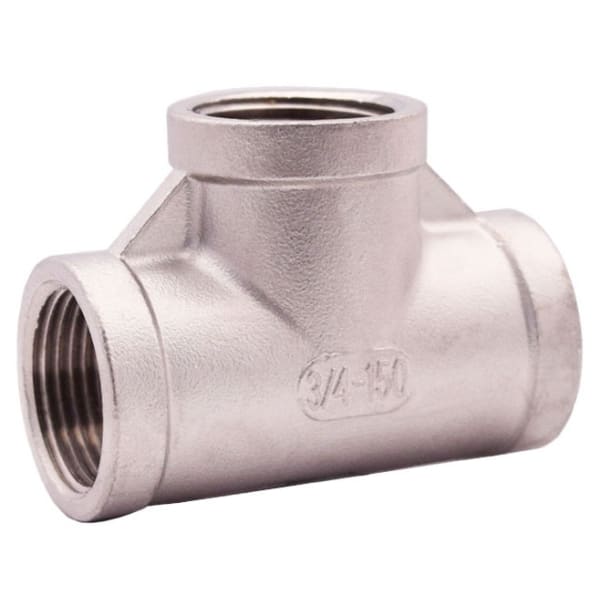 1-1/2" - 304 Stainless Steel Tee - FNPT x FNPT x FNPT