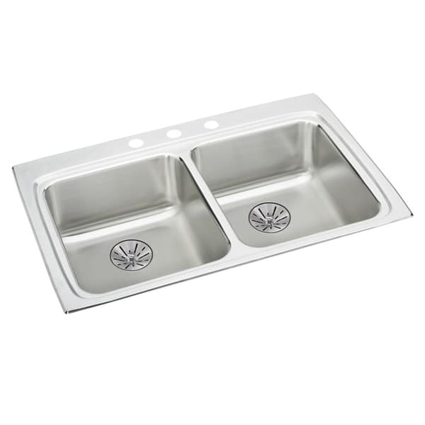 Elkay Lustertone Classic Stainless Steel 33" x 22" x 6-1/2" 1-Hole Equal Double Bowl Drop-in ADA Sink with Perfect Drain