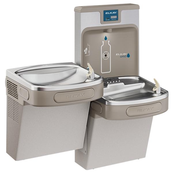 Elkay Enhanced ezH2O Bottle Filling Station & Versatile Bi-Level ADA Cooler Filtered Refrigerated Light Gray