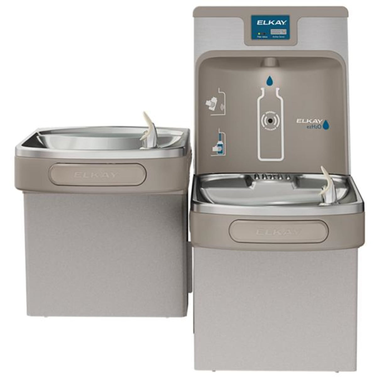 Elkay Enhanced ezH2O Bottle Filling Station & Versatile Bi-Level ADA Cooler Filtered Refrigerated Light Gray