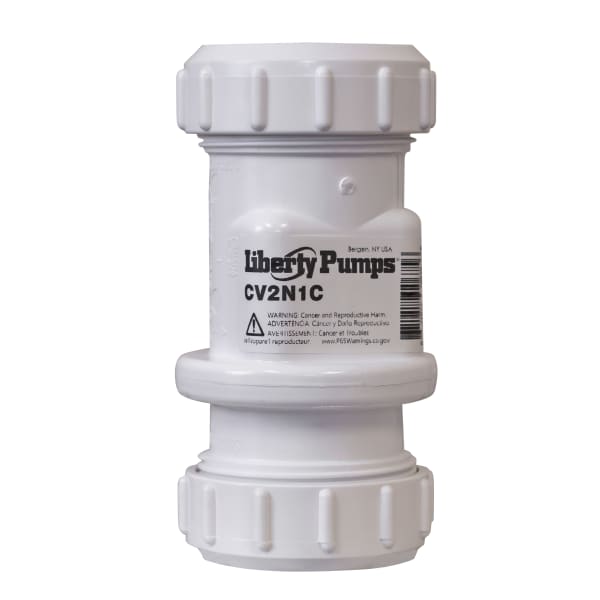 Check valve, combo., 1-1/4" or 1-1/2", PVC compression fit