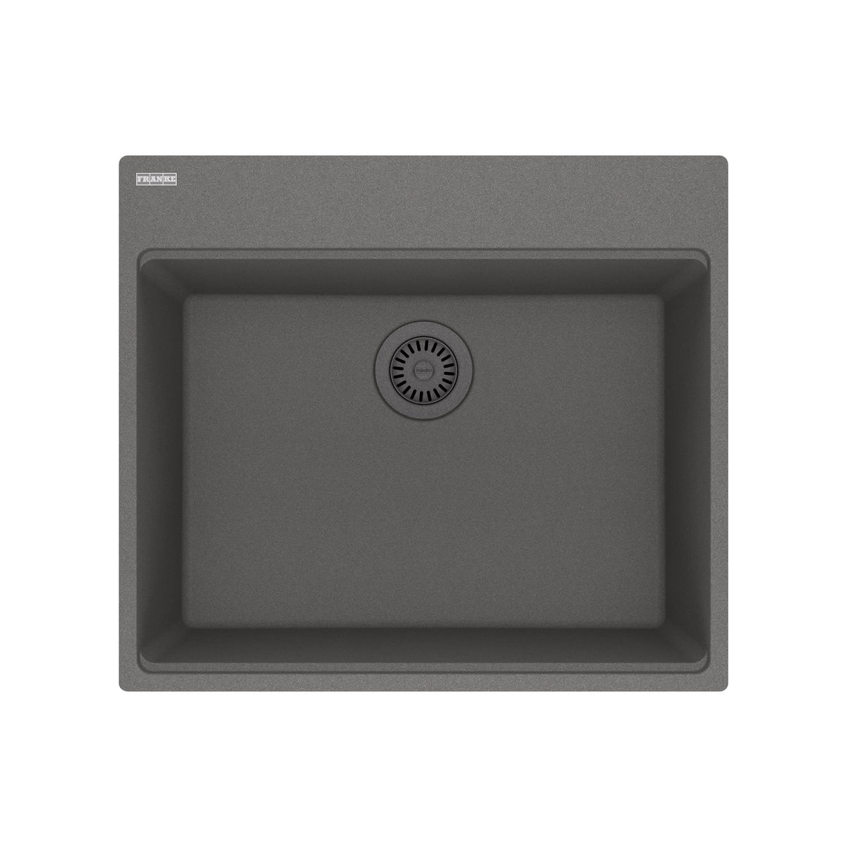 Franke Maris Topmount 25-in x 22-in Granite Single Bowl Kitchen Sink in Stone Grey