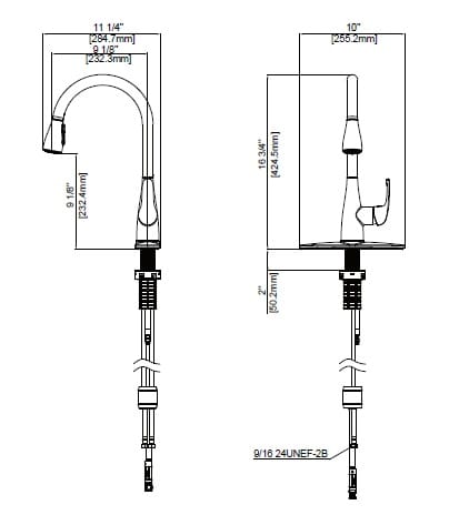 Matco-Norca LV-151C Single Handle Pulldown Kitchen Faucet - Chrome