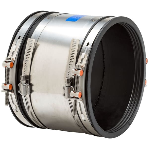 4" Cast Iron/Plastic to 3" Cast Iron/Plastic Shielded Adjustable Rubber Repair Coupling 1404185