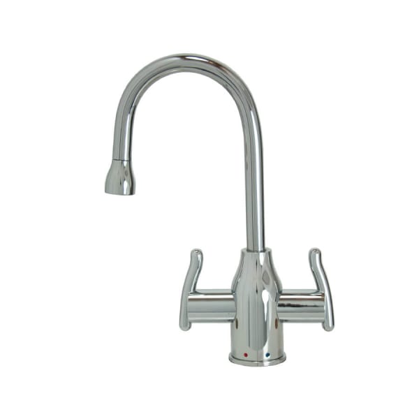 Hot & Cold Water Faucet with Modern Curved Body & Handles - Polished Chrome