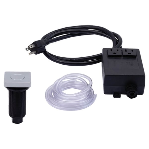 Square Deluxe Flush Waste Disposer Air Switch with Freedom Mount - Matte Black