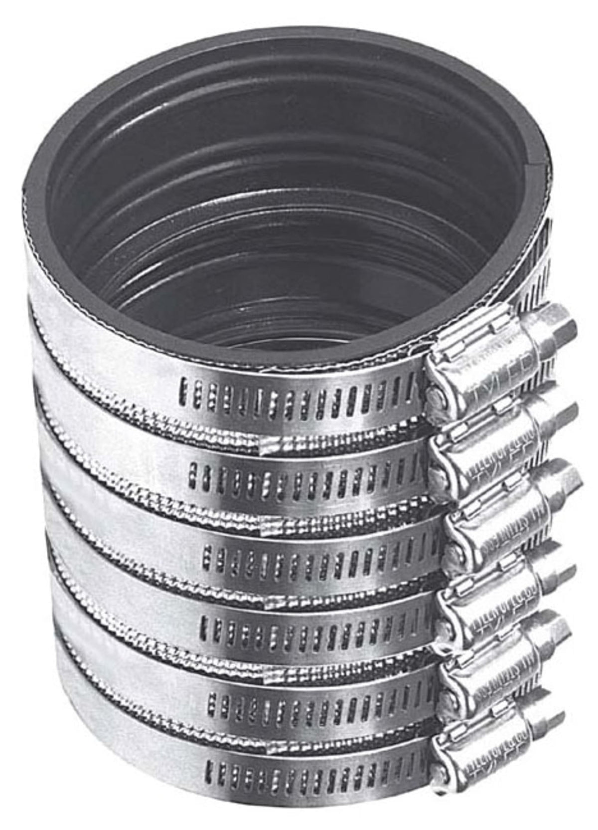 Tyler Pipe 8" x 8", NH x NH, 1500 PSI Tensile Strength, 300 Stainless Steel Band/Screw Housing/Shield, Straight, Coupling