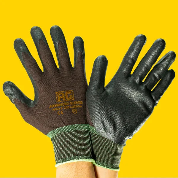 Nitrile Work Glove Brown Coat - Large