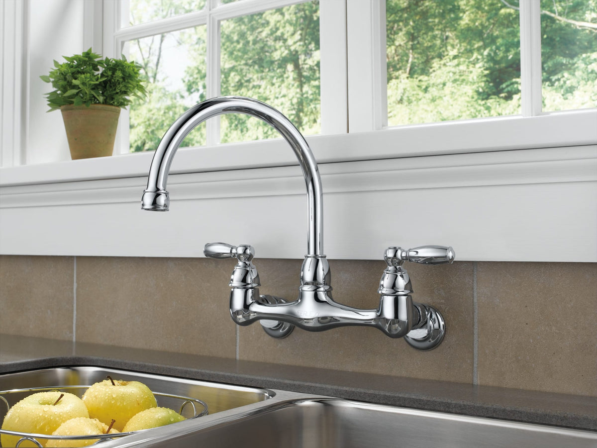 Peerless Faucet Peerless Claymore™ Two Handle Wall Mounted Kitchen Faucet Chrome