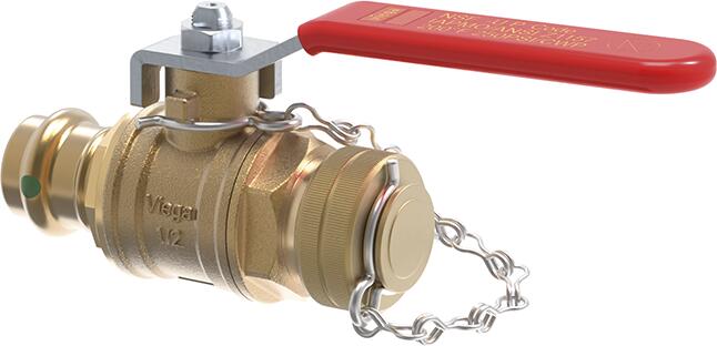 Viega 24095 3/4" x 3/4", ProPress x Garden Hose, 200 PSI, 250 CWP, Brass, Lever Handle, Full Port, Ball Valve