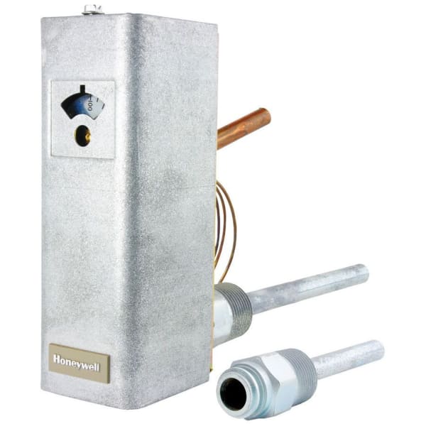 100 to 180 Deg F Adjustment, 5 Deg F Differential, 255 PSI, 39-1/4" L Capillary Tube, 192 Deg F High Limit, 85 Deg F High Limit Differential, Thermostat with (1) Box/(1) Instruction Sheet/(1) 4" x 4" Aqua PROTECH Preprinted Label for Water Heater