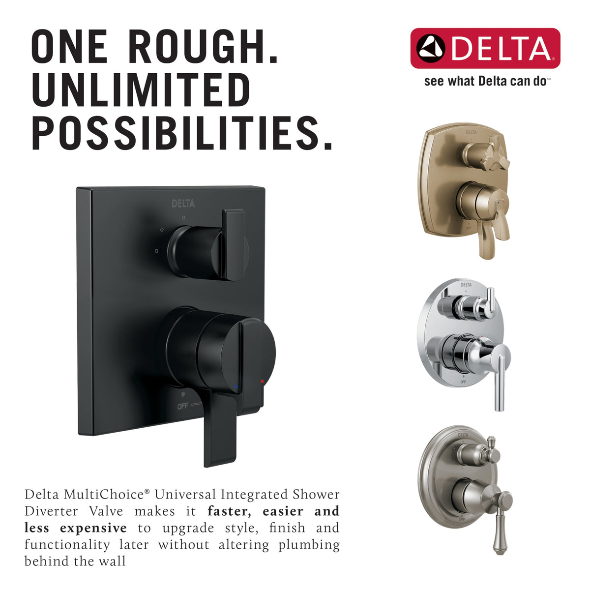 Delta R22000 MultiChoice® Universal Integrated Shower Diverter Rough Universal Inlets / Outlets