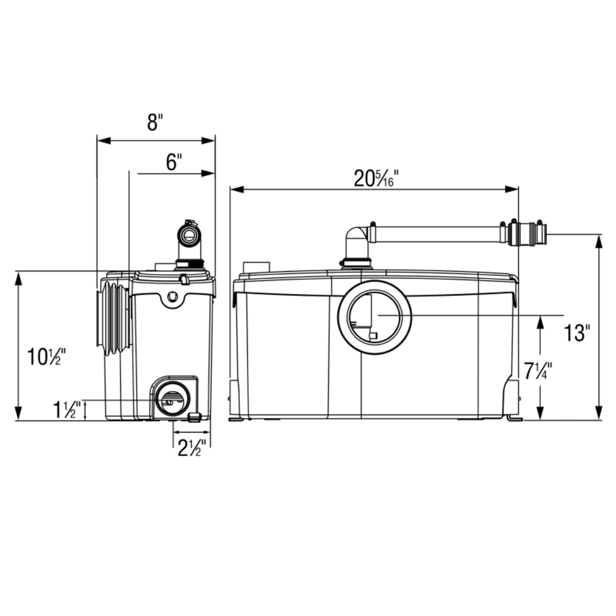 1HP Sanibest Pro Full- bathroom+Laundry option Grinder pump - Install with any Saniflo bowls