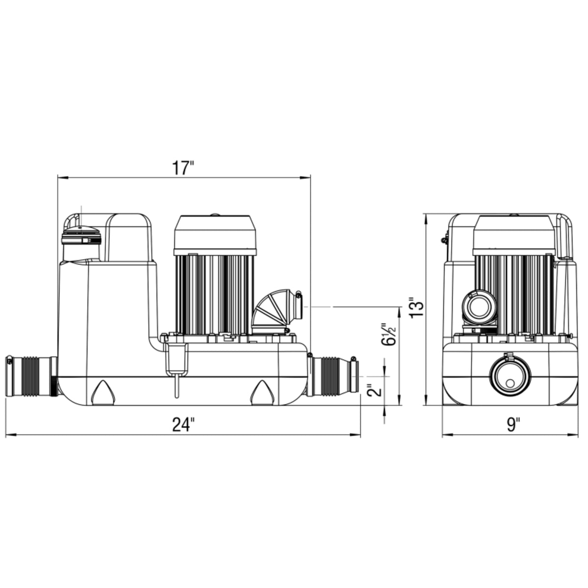 Saniflo Sanicom 1 - Commercial Gray Water Drain Pump - 1Hp HDPE - Laundry/Sink/Shower/Bathtub