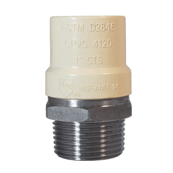 1/2" - CPVC x MIP, Stainless Steel MNPT x CPVC Transition Fittings