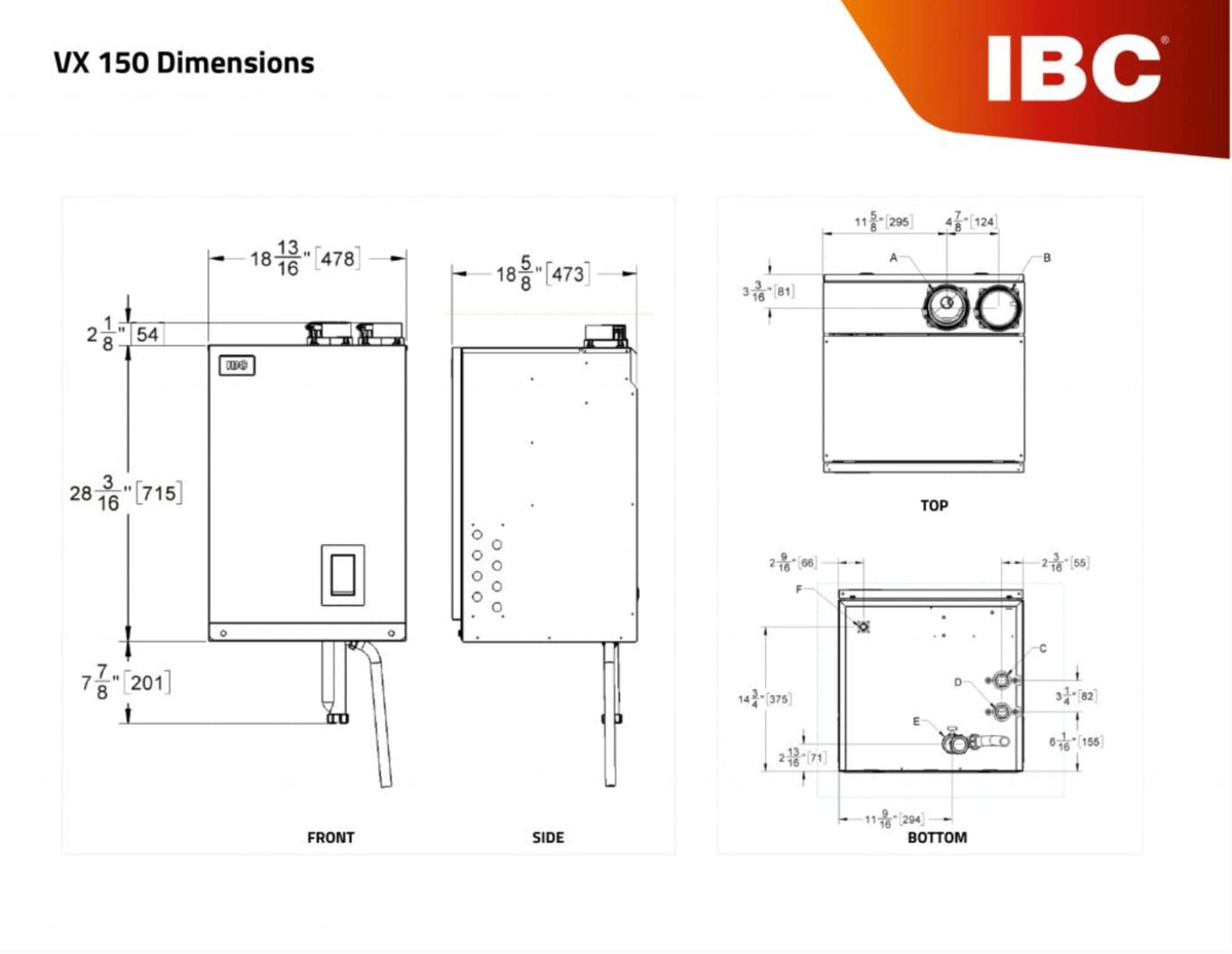 IBC VX Series - 150,000 BTU Input - Fire Tube Boiler, 95% efficient, No Pump Included - Elevation Range 0-10,000'