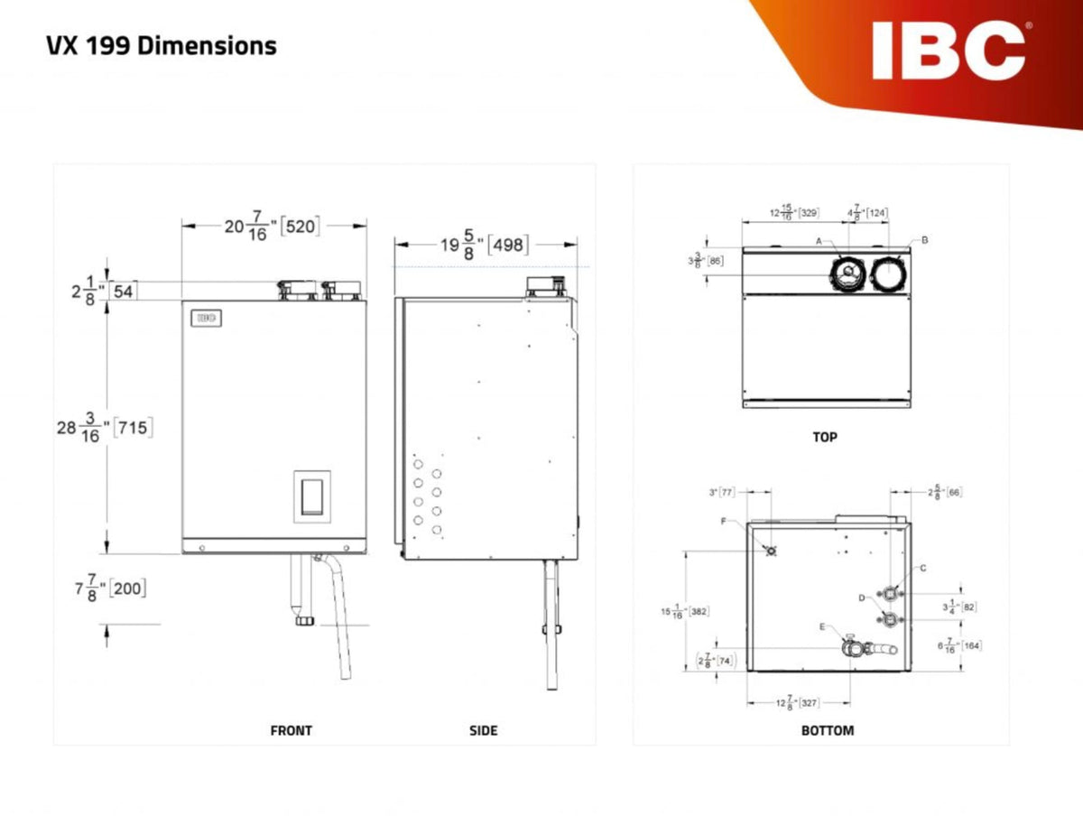 IBC VX Series - 199,000 BTU Input - Fire Tube Boiler, 95% efficient, No Pump Included - Elevation Range 0-10,000'