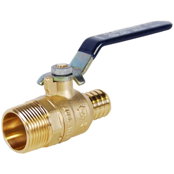 1" - F1807 x MIP, No Lead DZR Forged Brass Full Port Crimp/Cinch PEX x MNPT Transition Ball Valve