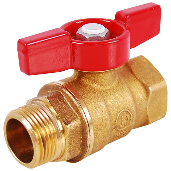 1/8" - MIP x FIP, Forged Brass Mini Large Port MNPT x FNPT Transition Ball Valve with Tee Handle