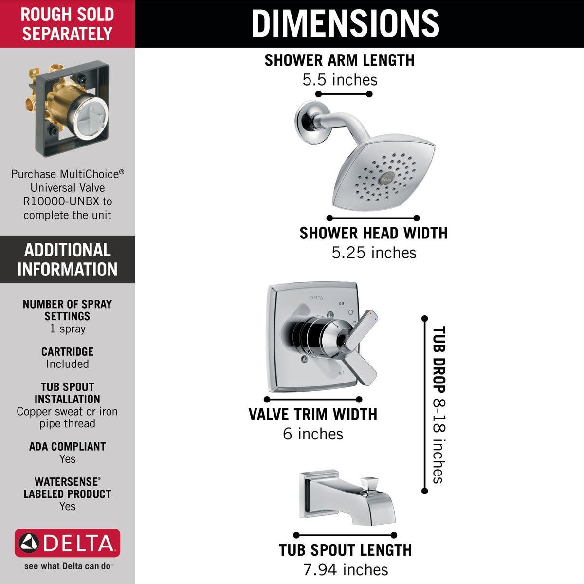 Delta Ashlyn® Monitor® 17 Series Tub & Shower Trim Chrome