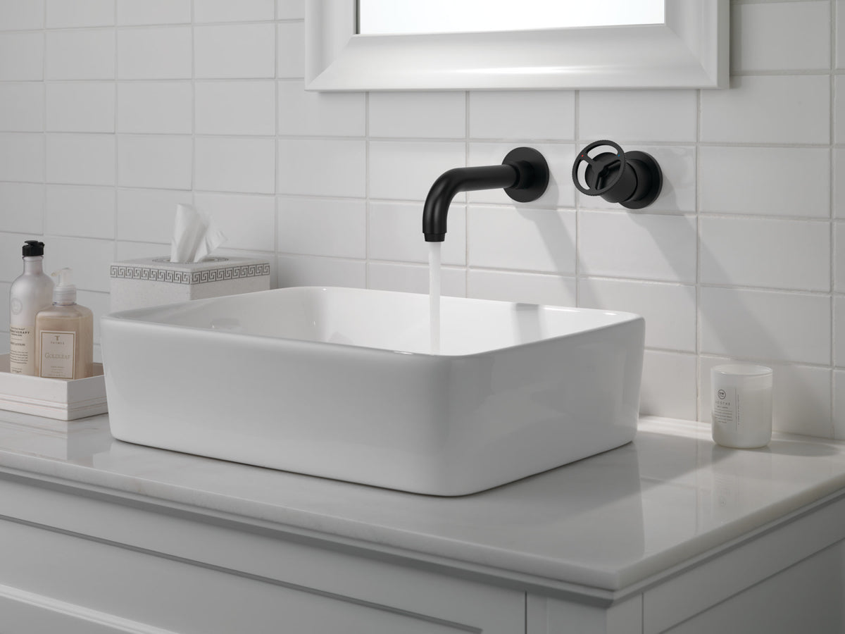 Delta Trinsic® Single Handle Wall Mount Bathroom Faucet Trim Matte Black T3558LF-BLWL